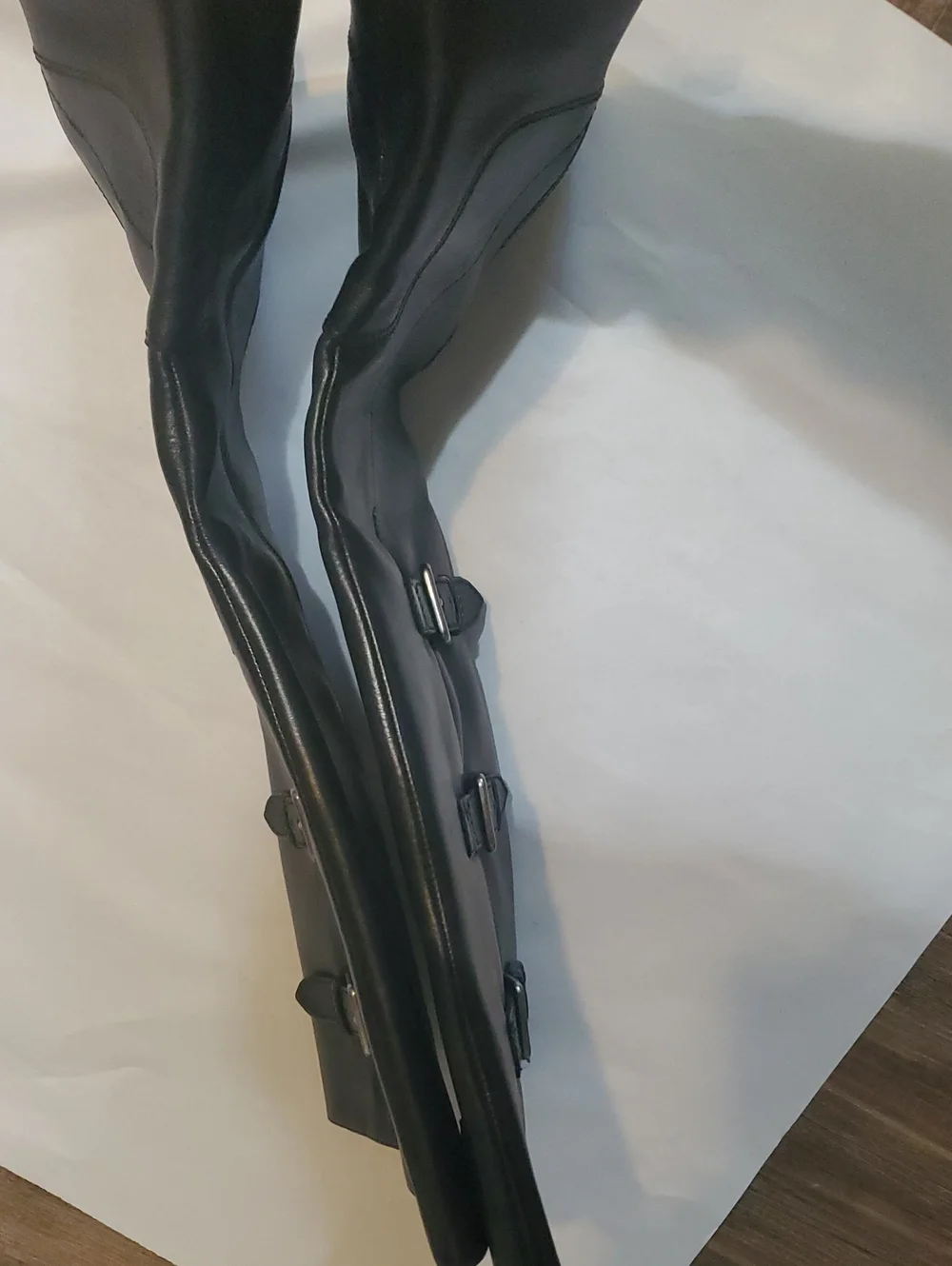 Women's Ecco Hobart Tall Black Leather Knee-High Buckle Riding Boots Size 10
